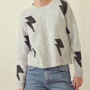 Gray and Black Lightning Bolt Sweater